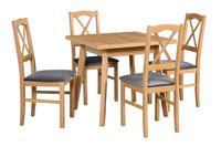 Jídelní set 1+4, stůl Oslo 1 L(80 x 80 cm) a židle Nilo 11, v provedení dub grandson, a šedé látce 1B 