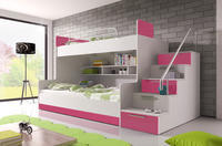 Patrová postel RAJ 2, bílá/růžový lesk 