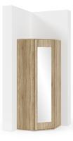 Rohová šatní skříň Emi se zrcadlem, v dubu sonoma, bílé matné, grafit nebo v kombinaci artisan/černá, 70 x 70 x 185 cm 