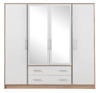 Šatní skříň SMART SRL1 se zrcadlem, dub sonoma / bílá lux, 200 cm 