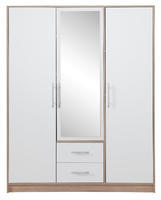 Šatní skříň SMART SRL2 se zrcadlem, dub sonoma / bílá lux, 150 cm, skladem 