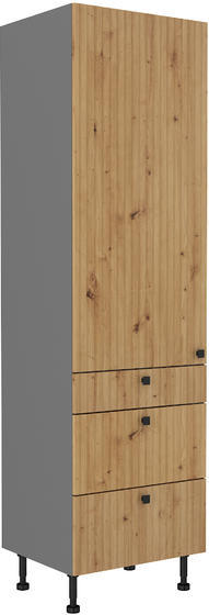 Vysoká potravinová skříň na nožičkách se šuplíky PREMIUM BOX 60 DKS-215 3S1F  AVA antracit/artisan MDF  - 1