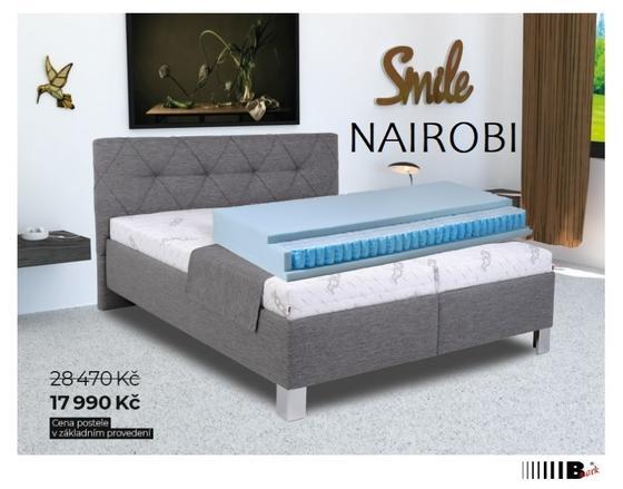 Čalouněná postel  NAIROBI 180  šedá - matrace BONA HARD - 1