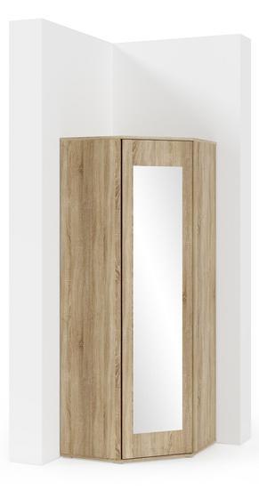 Rohová šatní skříň Emi se zrcadlem, v dubu sonoma, bílé matné, grafit nebo v kombinaci artisan/černá, 70 x 70 x 185 cm  - 1