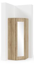 Rohová šatní skříň Emi se zrcadlem, v dubu sonoma, bílé matné, grafit nebo v kombinaci artisan/černá, 70 x 70 x 185 cm - 1/8