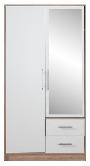 Šatní skříň SMART SRL3 se zrcadlem, dub sonoma / bílá lux, 100 cm  - 1
