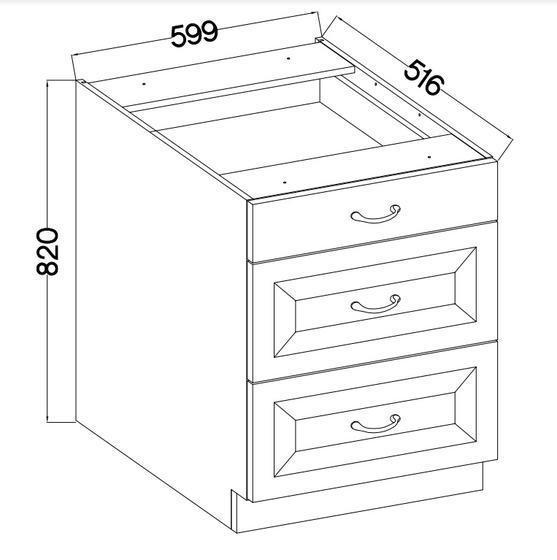 Spodní skříňka se šuplíky PREMIUM BOX 60 D 3S BB STILO bílý/ClayGrey MDF.  - 2