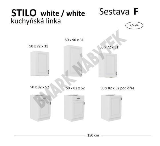Kuchyňská linka STILO bílá/bílé MDF, Sestava F, 150 cm  - 3