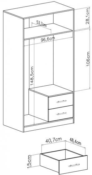 Šatní skříň SMART SRL3 se zrcadlem, dub sonoma / bílá lux, 100 cm  - 3
