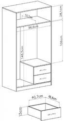 Šatní skříň SMART SRL3 se zrcadlem, dub sonoma / bílá lux, 100 cm - 3/4