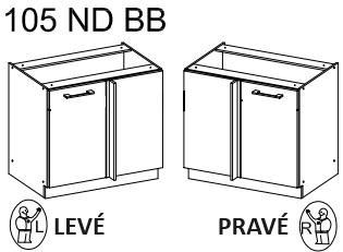 Rohová spodní skříňka GREY šedý lesk / šedá 105 ND 1F BB  - 3