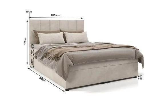 Čalouněná postel boxspring Delta 180 x 200 cm + topper, šedá skladem  - 4