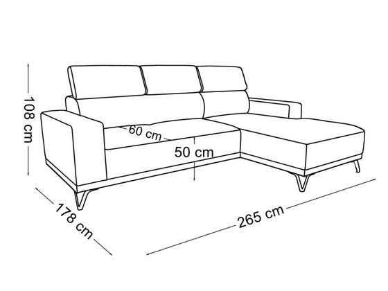 Rohova sedací souprava Kloe, 265 x 108 x 178 cm  - 4