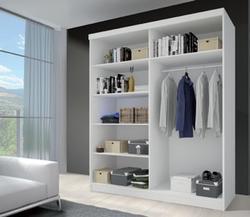Moderní a designová ložnice HELIOS, 203 skříň, 160 postel, 2 x noční stolky, v bílé kombinace z dubem kalhult - 5/6