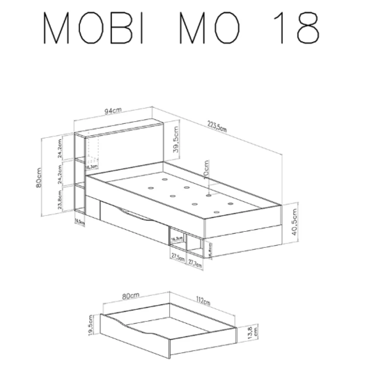Univerzální  postel 90 MOBI MO18 bílá lux / žlutá  - 7
